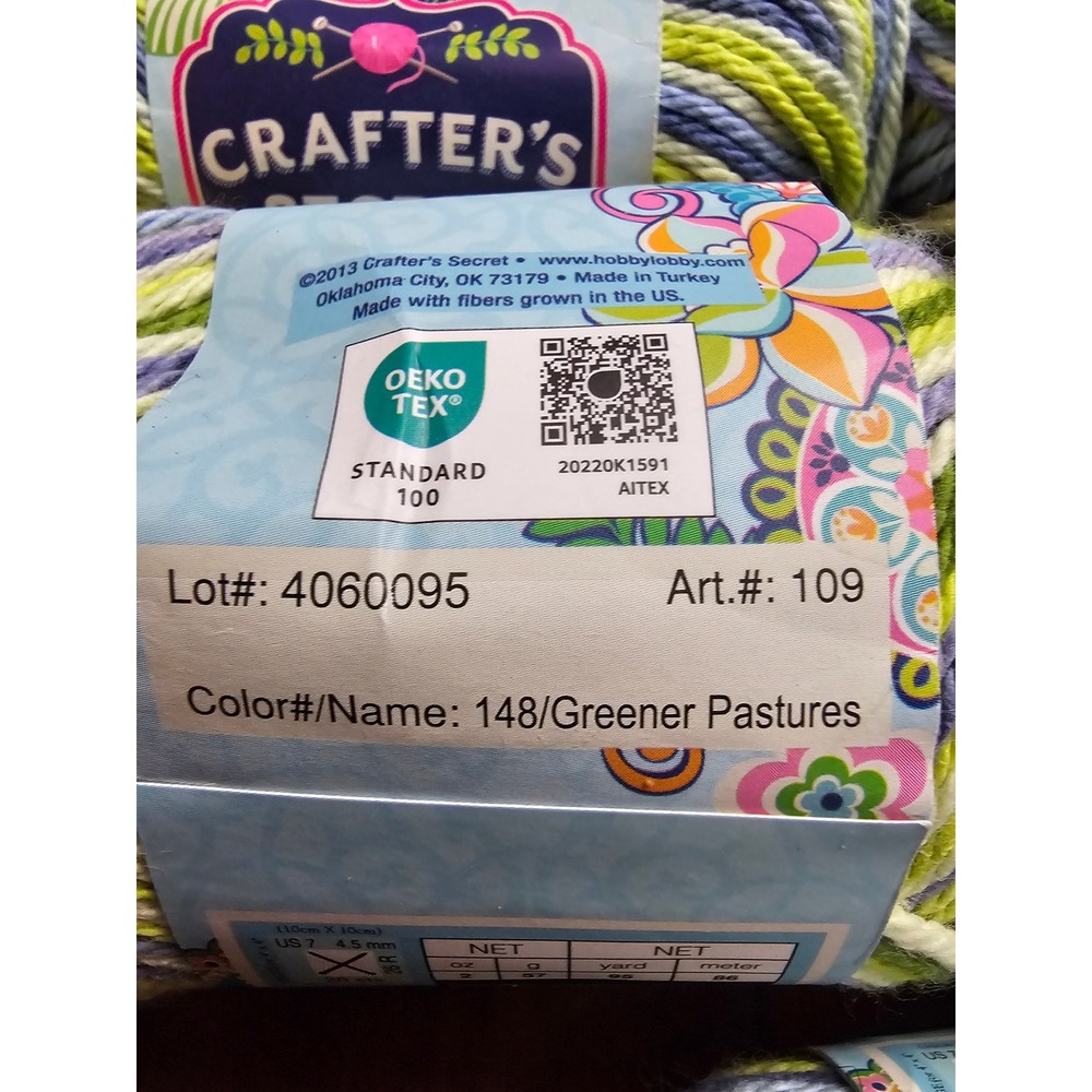 Crafter's Secret Cotton Yarn Greener Pastures Variegated 7 Skeins 100% Cotton - Picture 3 of 5